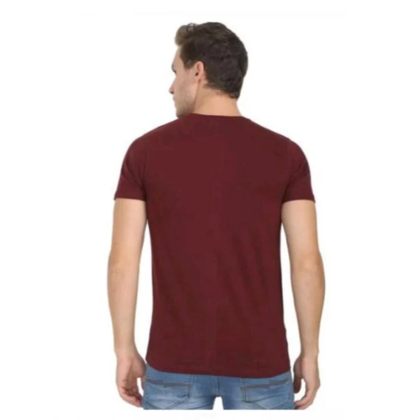 Generic Men's Casual Short Sleeves Cotton Round Neck T-shirt (Maroon) - Image 4