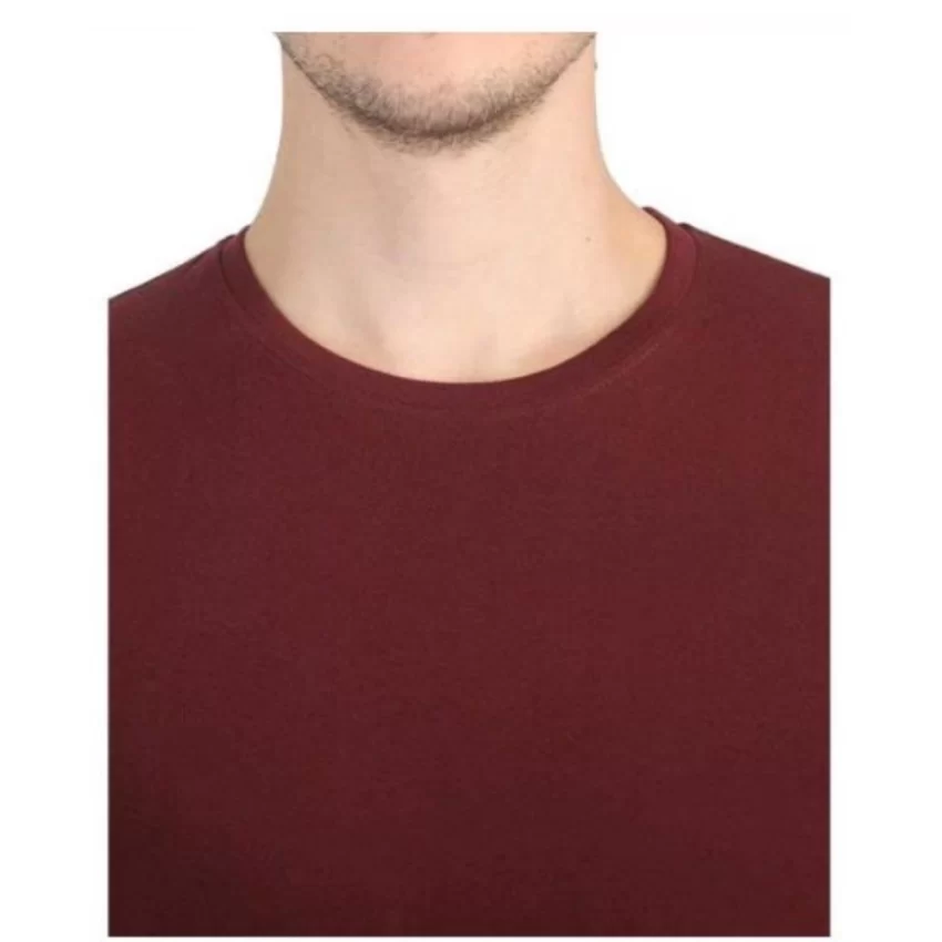 Generic Men's Casual Short Sleeves Cotton Round Neck T-shirt (Maroon) - Image 2