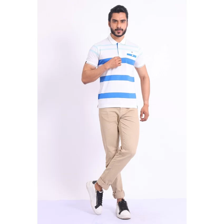 Generic Men's Casual Cotton Printed Polo Neck Half Sleeve T-Shirt (White) - Image 7