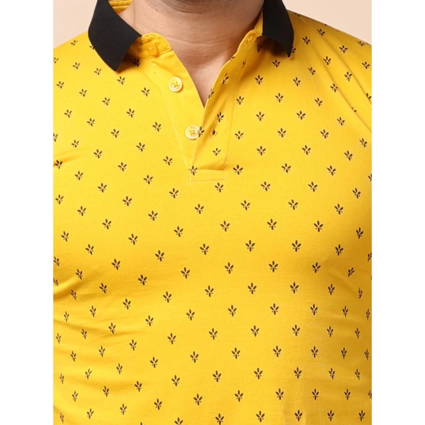 Generic Men's Casual Cotton Printed Polo Neck Half Sleeve T-Shirt (Yellow) - Image 6