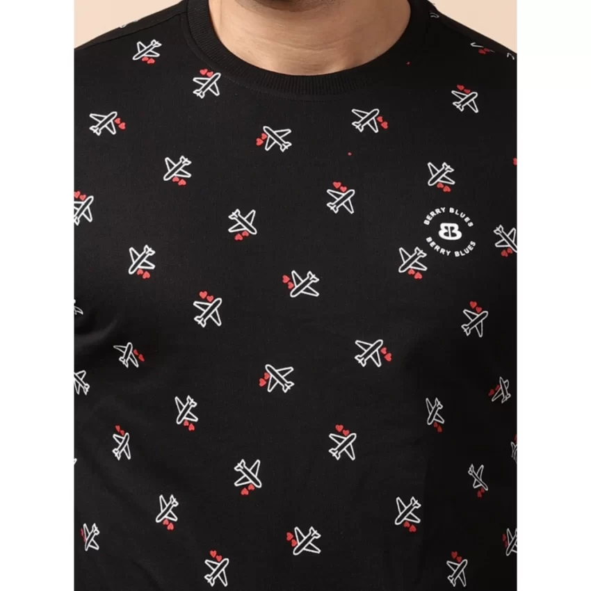 Generic Men's Casual Cotton Printed Round Neck Full Sleeve Sweat Shirt (Black) - Image 6
