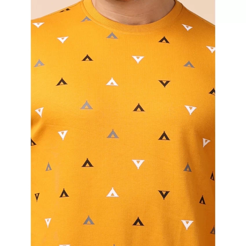 Generic Men's Casual Cotton Printed Round Neck Full Sleeve Sweat Shirt (Mustard) - Image 6