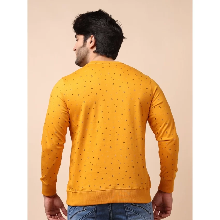 Generic Men's Casual Cotton Printed Round Neck Full Sleeve Sweat Shirt (Mustard) - Image 2