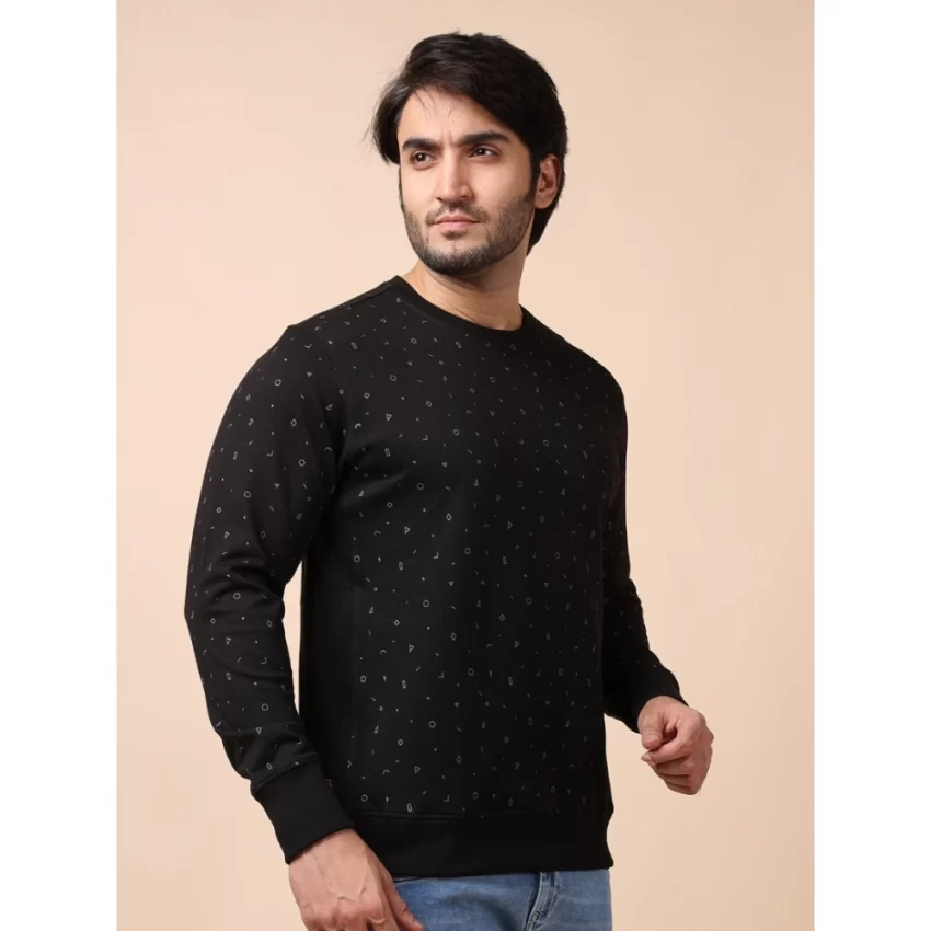 Generic Men's Casual Cotton Printed Round Neck Full Sleeve Sweat Shirt (Black) - Image 4
