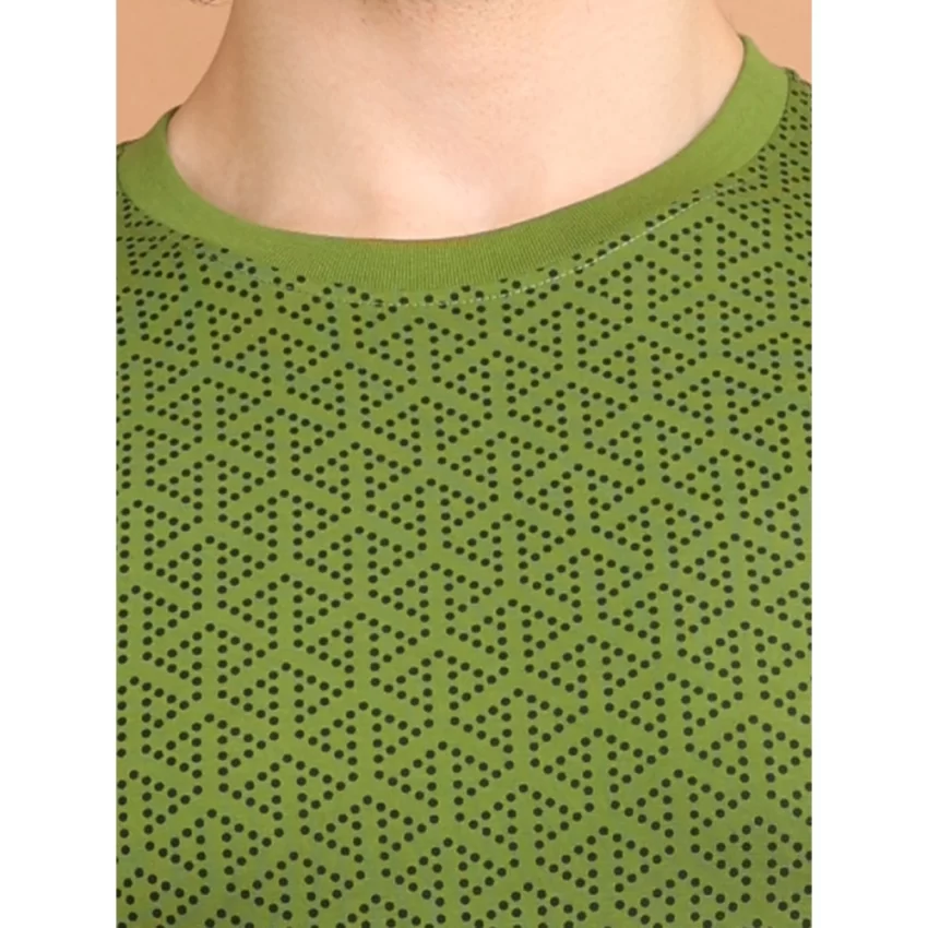 Generic Men's Casual Cotton Printed Round Neck Half Sleeve T-Shirt (Green) - Image 6