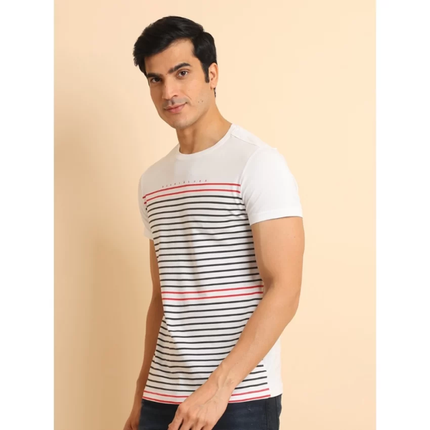 Generic Men's Casual Cotton Printed Round Neck Half Sleeve T-Shirt (White) - Image 4