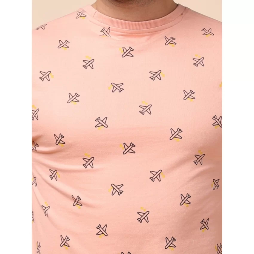 Generic Men's Casual Cotton Printed Round Neck Full Sleeve Sweat Shirt (Peach) - Image 6