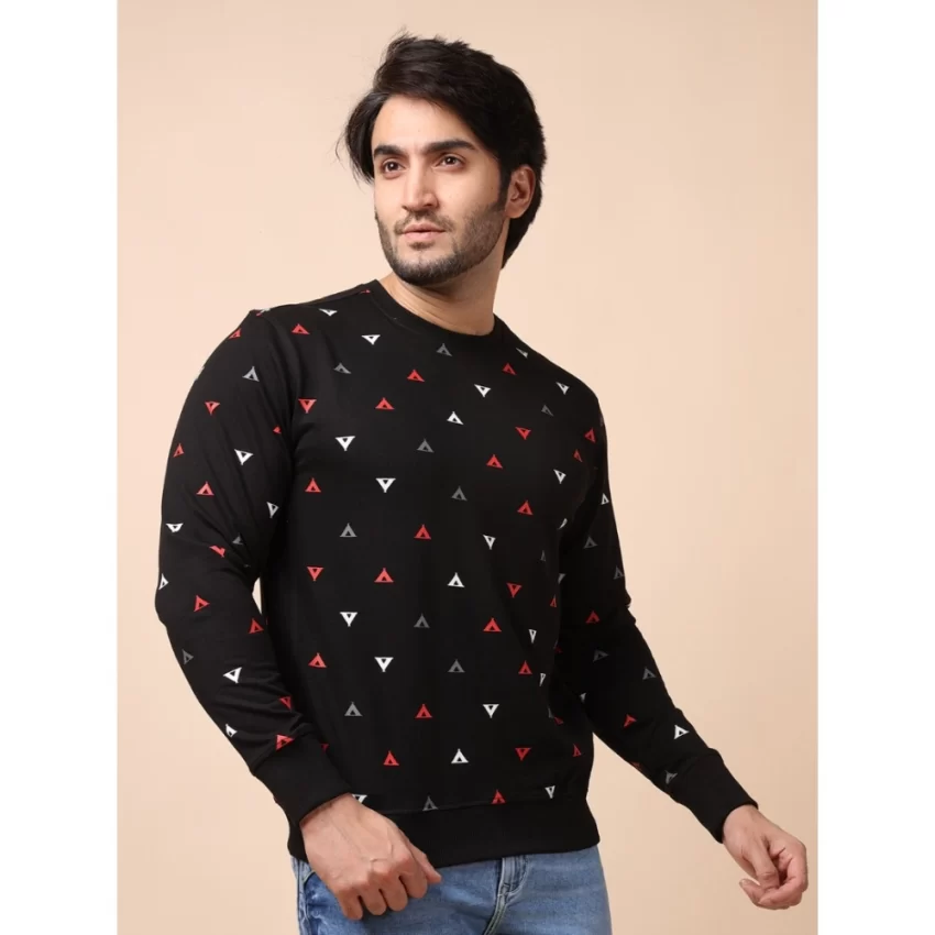 Generic Men's Casual Cotton Printed Round Neck Full Sleeve Sweat Shirt (Black) - Image 4