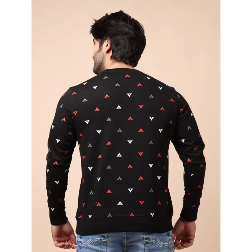 Generic Men's Casual Cotton Printed Round Neck Full Sleeve Sweat Shirt (Black) - Image 2