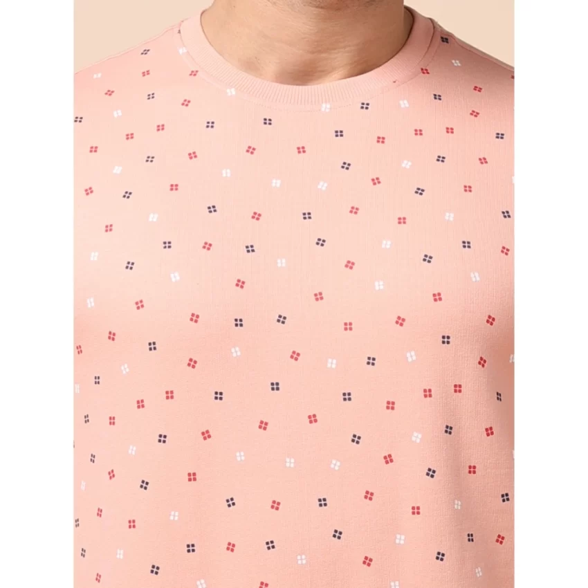 Generic Men's Casual Cotton Printed Round Neck Full Sleeve Sweat Shirt (Peach) - Image 6