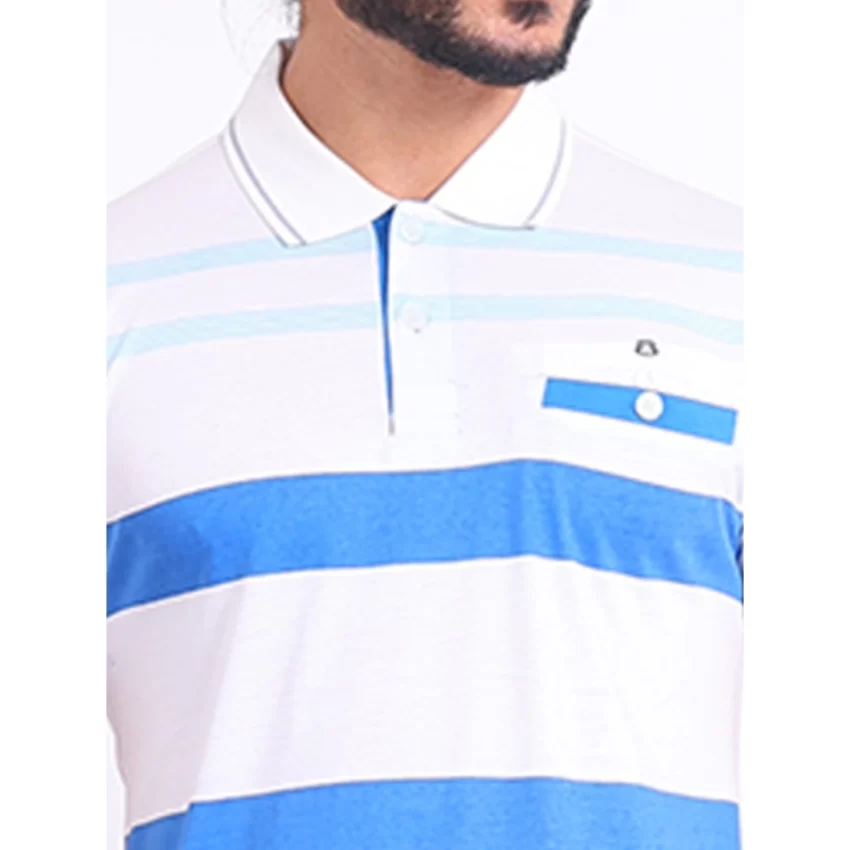 Generic Men's Casual Cotton Printed Polo Neck Half Sleeve T-Shirt (White) - Image 6