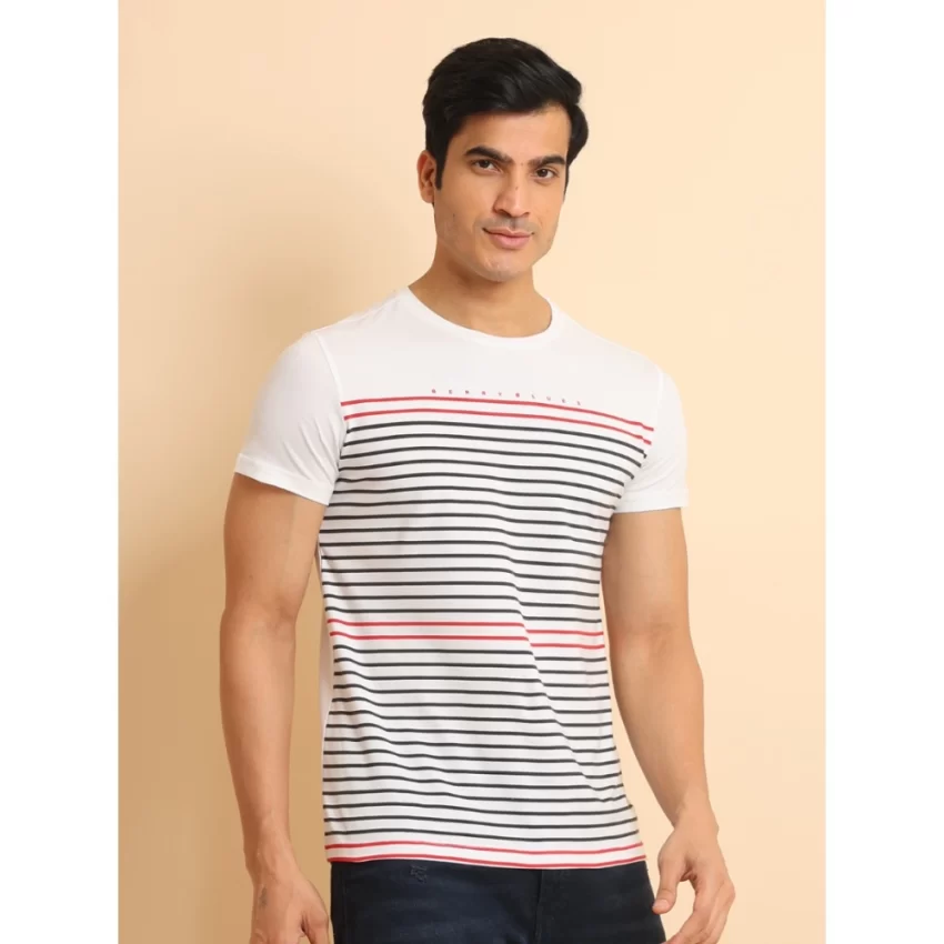 Generic Men's Casual Cotton Printed Round Neck Half Sleeve T-Shirt (White) - Image 3