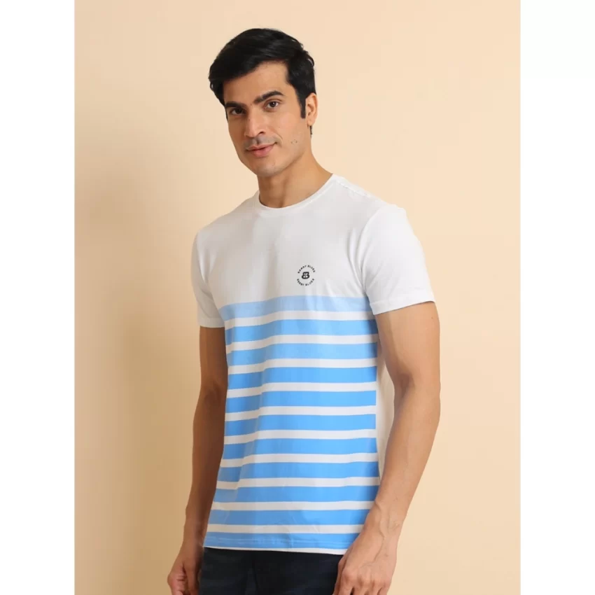 Generic Men's Casual Cotton Printed Round Neck Half Sleeve T-Shirt (Blue) - Image 4