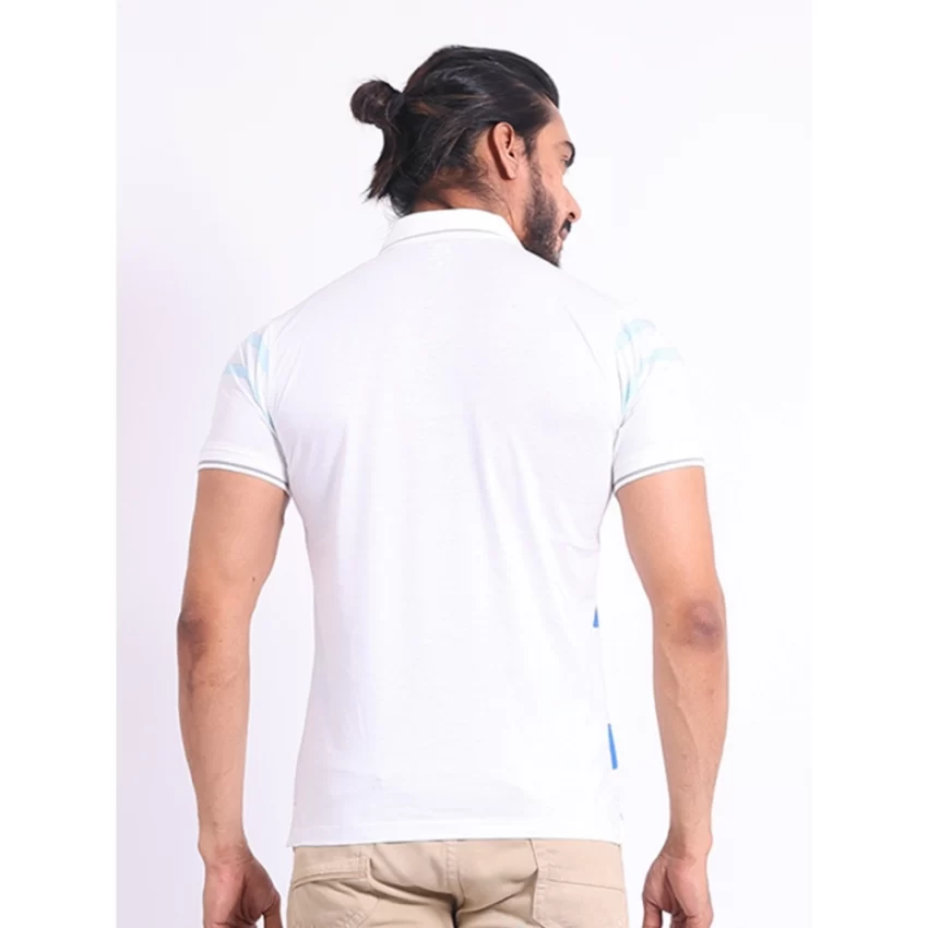 Generic Men's Casual Cotton Printed Polo Neck Half Sleeve T-Shirt (White) - Image 2