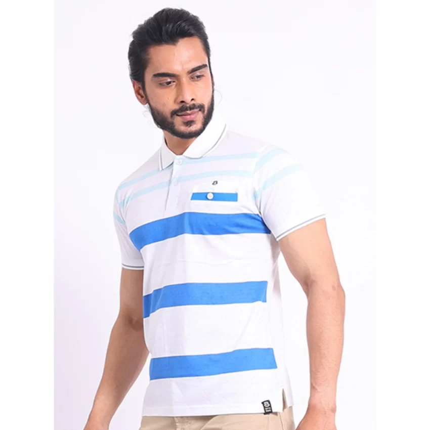 Generic Men's Casual Cotton Printed Polo Neck Half Sleeve T-Shirt (White) - Image 4