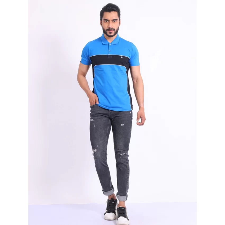 Generic Men's Casual Cotton Printed Polo Neck Half Sleeve T-Shirt (Inkblue) - Image 7