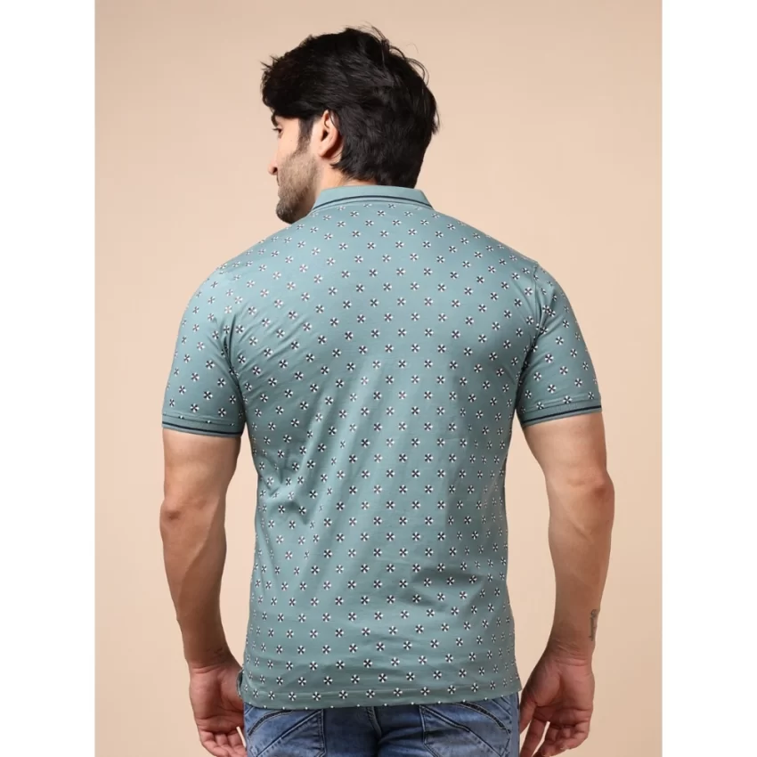 Generic Men's Casual Cotton Printed Polo Neck Half Sleeve T-Shirt (Grey) - Image 2