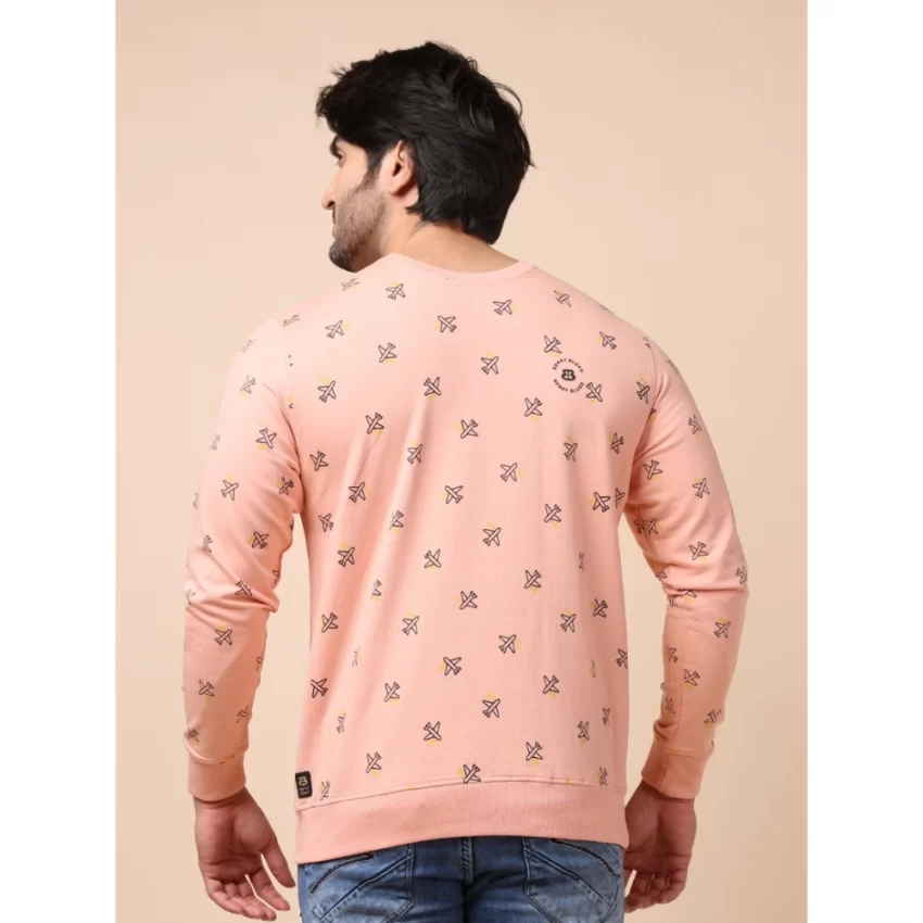 Generic Men's Casual Cotton Printed Round Neck Full Sleeve Sweat Shirt (Peach) - Image 2