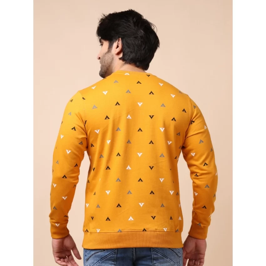Generic Men's Casual Cotton Printed Round Neck Full Sleeve Sweat Shirt (Mustard) - Image 2
