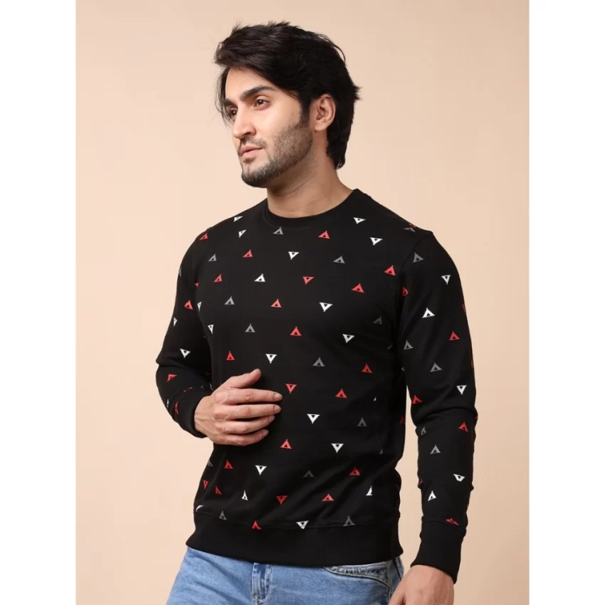 Generic Men's Casual Cotton Printed Round Neck Full Sleeve Sweat Shirt (Black) - Image 3