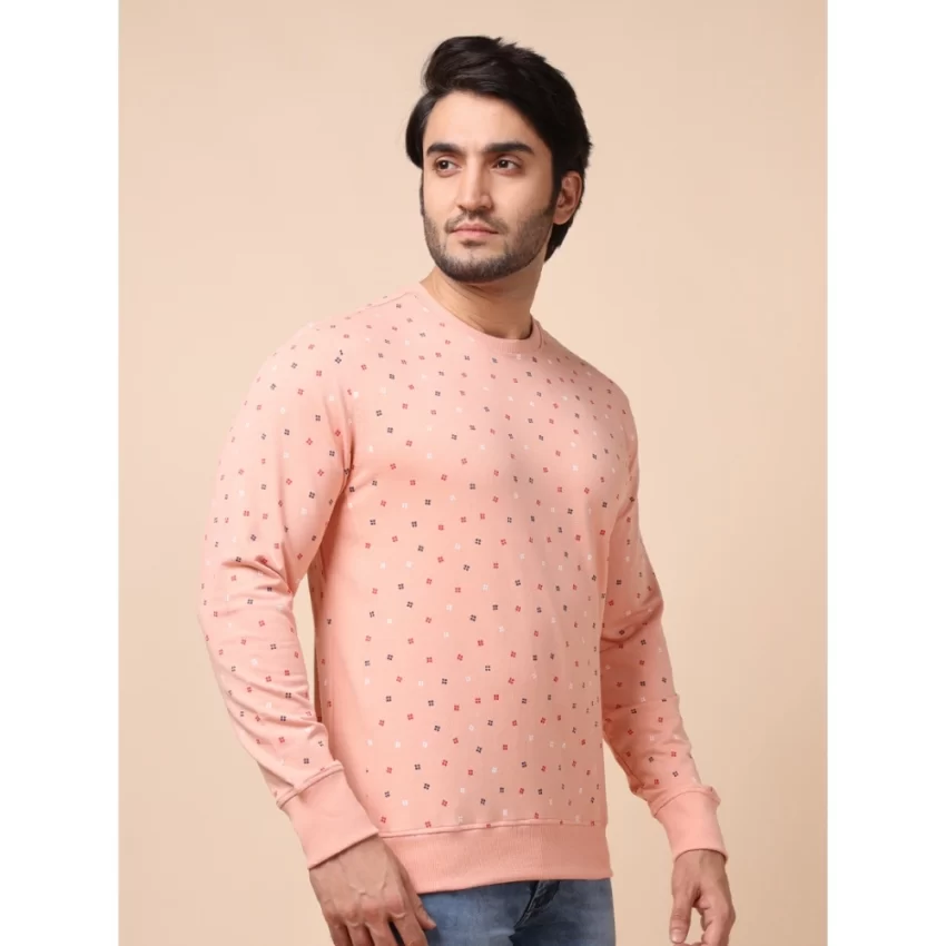 Generic Men's Casual Cotton Printed Round Neck Full Sleeve Sweat Shirt (Peach) - Image 4