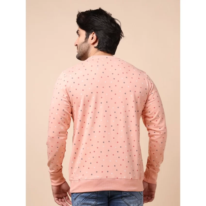 Generic Men's Casual Cotton Printed Round Neck Full Sleeve Sweat Shirt (Peach) - Image 2