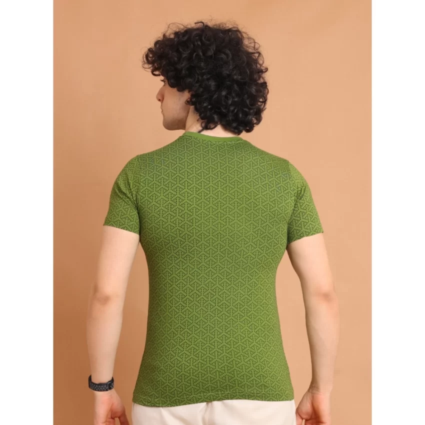 Generic Men's Casual Cotton Printed Round Neck Half Sleeve T-Shirt (Green) - Image 2