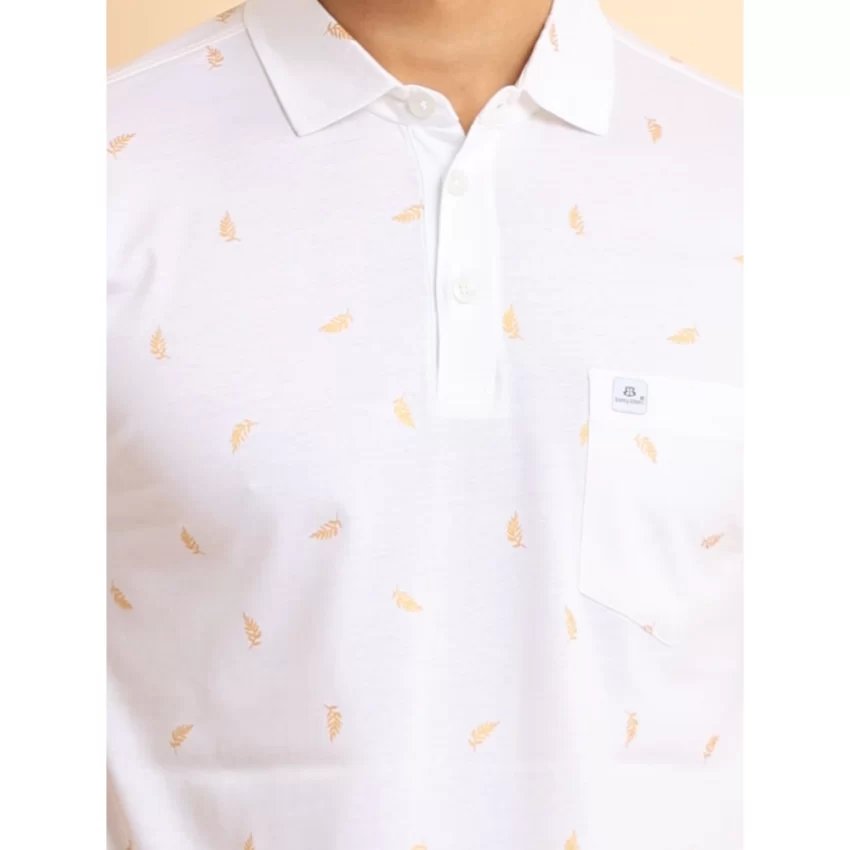 Generic Men's Casual Cotton Printed Polo Neck Half Sleeve T-Shirt (White) - Image 6