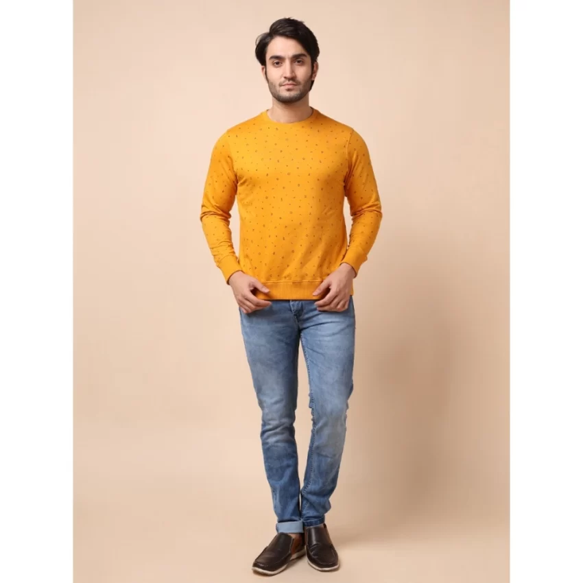 Generic Men's Casual Cotton Printed Round Neck Full Sleeve Sweat Shirt (Mustard) - Image 7