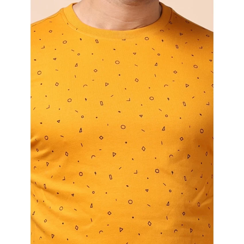 Generic Men's Casual Cotton Printed Round Neck Full Sleeve Sweat Shirt (Mustard) - Image 6
