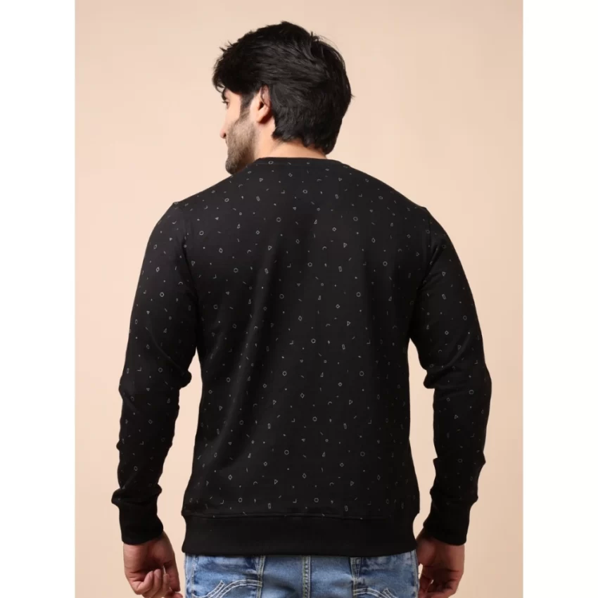 Generic Men's Casual Cotton Printed Round Neck Full Sleeve Sweat Shirt (Black) - Image 2