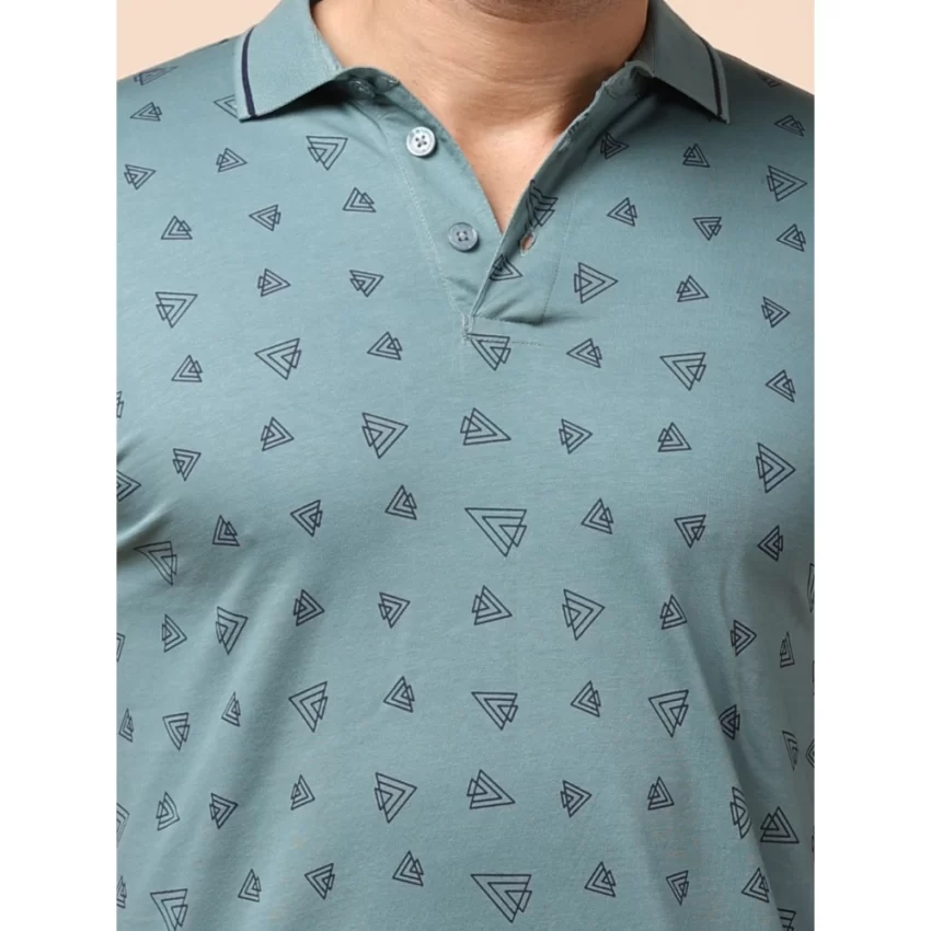 Generic Men's Casual Cotton Printed Polo Neck Half Sleeve T-Shirt (Grey) - Image 6