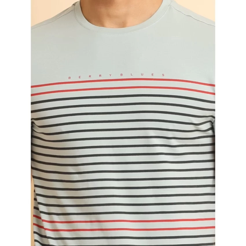 Generic Men's Casual Cotton Printed Round Neck Half Sleeve T-Shirt (Grey) - Image 6