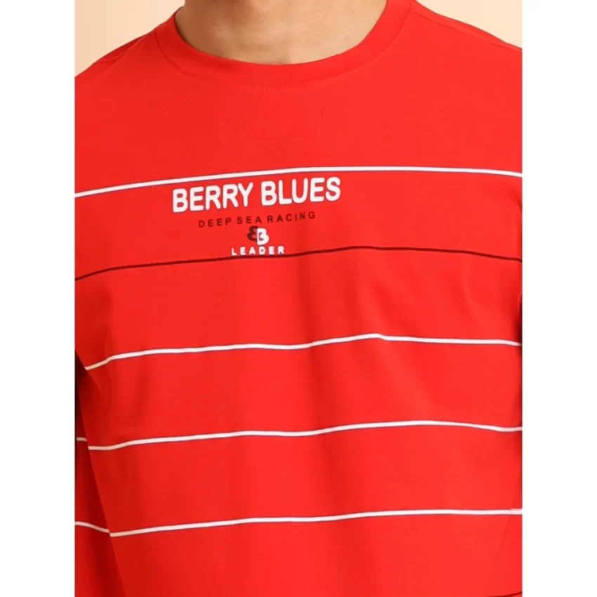 Generic Men's Casual Cotton Printed Round Neck Half Sleeve T-Shirt (Red) - Image 6
