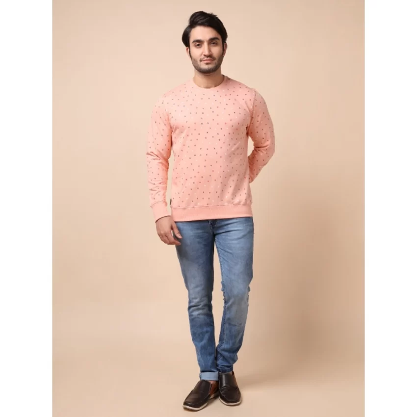 Generic Men's Casual Cotton Printed Round Neck Full Sleeve Sweat Shirt (Peach) - Image 7