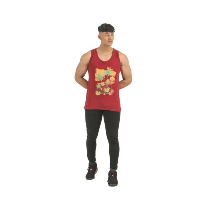 Generic Pack of 2 Men's Casual Cotton Printed Sleeveless Sleeve Tshirts (Multicolor) - Image 2