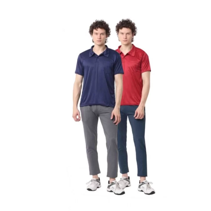 Generic Pack of 2 Men's Casual Cotton Blend Solid Short Sleeve Tshirts (Multicolor)