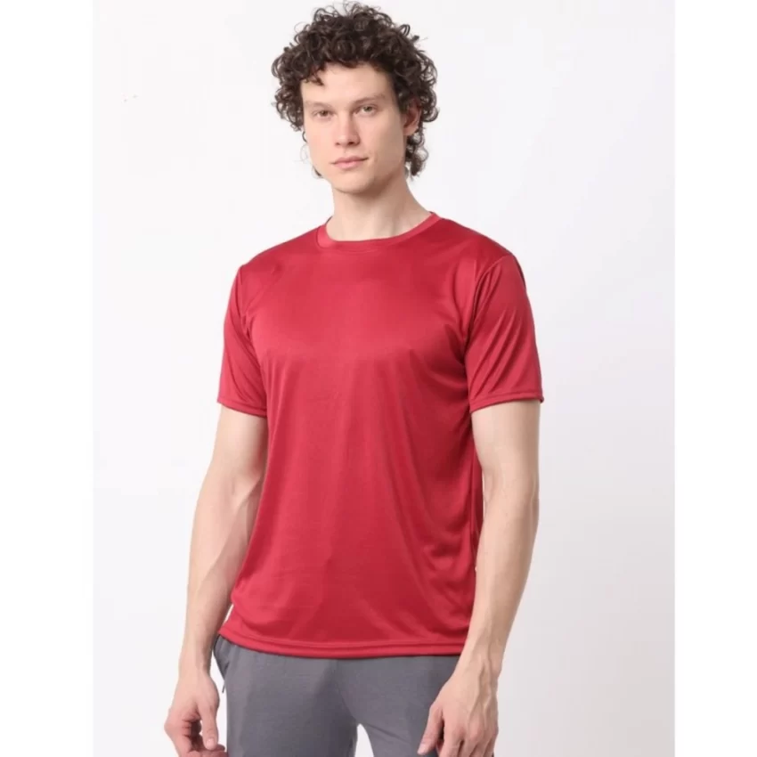 Generic Pack of 2 Men's Casual Polyester Blend Solid Short Sleeve Tshirts (Multicolor) - Image 4