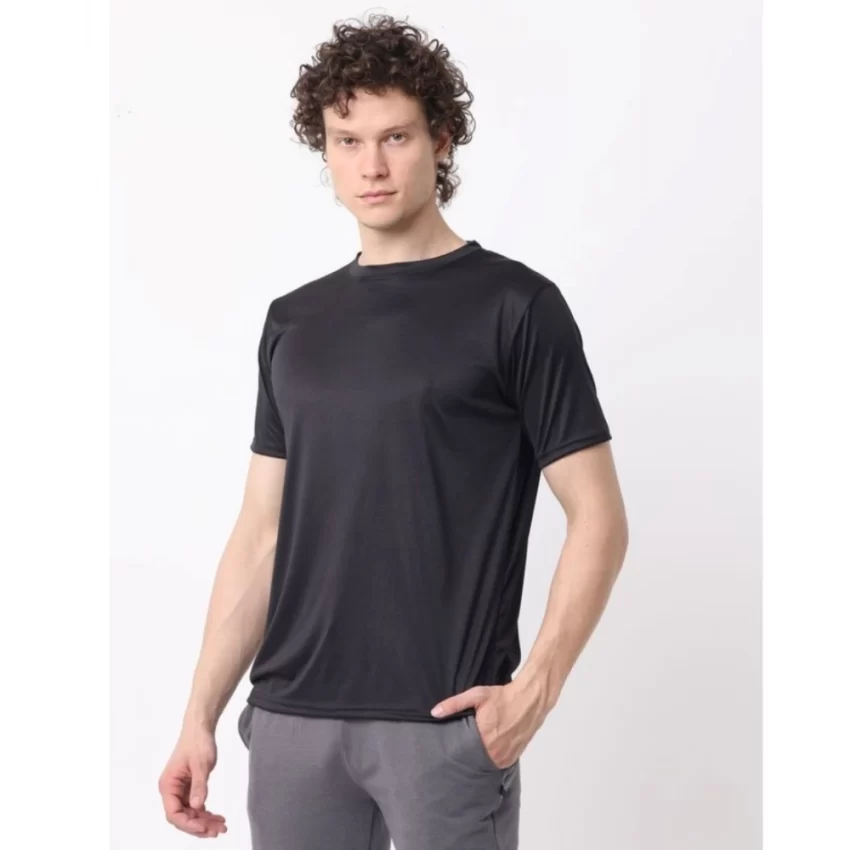 Generic Pack of 2 Men's Casual Polyester Blend Solid Short Sleeve Tshirts (Multicolor) - Image 3