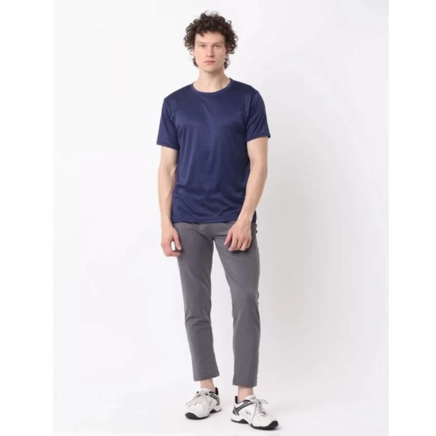 Generic Pack of 2 Men's Casual Polyester Blend Solid Short Sleeve Tshirts (Multicolor) - Image 2