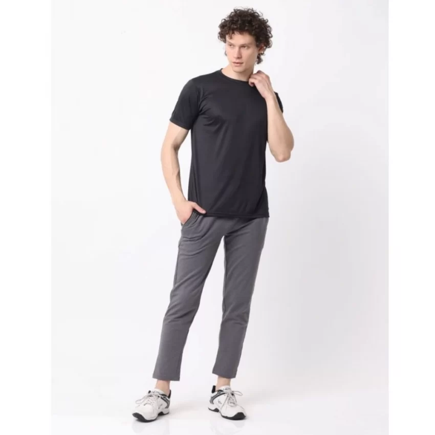 Generic Pack of 2 Men's Casual Polyester Blend Solid Short Sleeve Tshirts (Multicolor) - Image 2